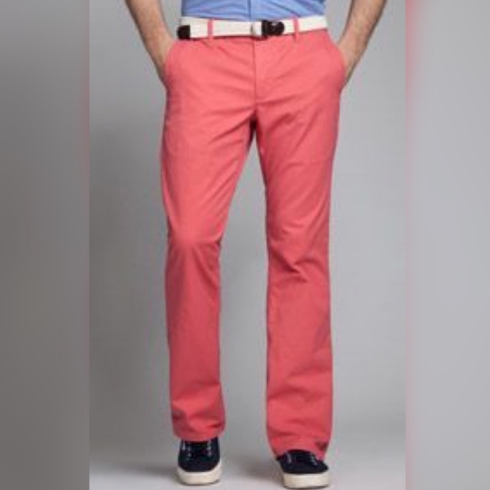 Bonobos Washed Chino Straight Fit Rich Coral Salmon Casual Pants Size 29/30